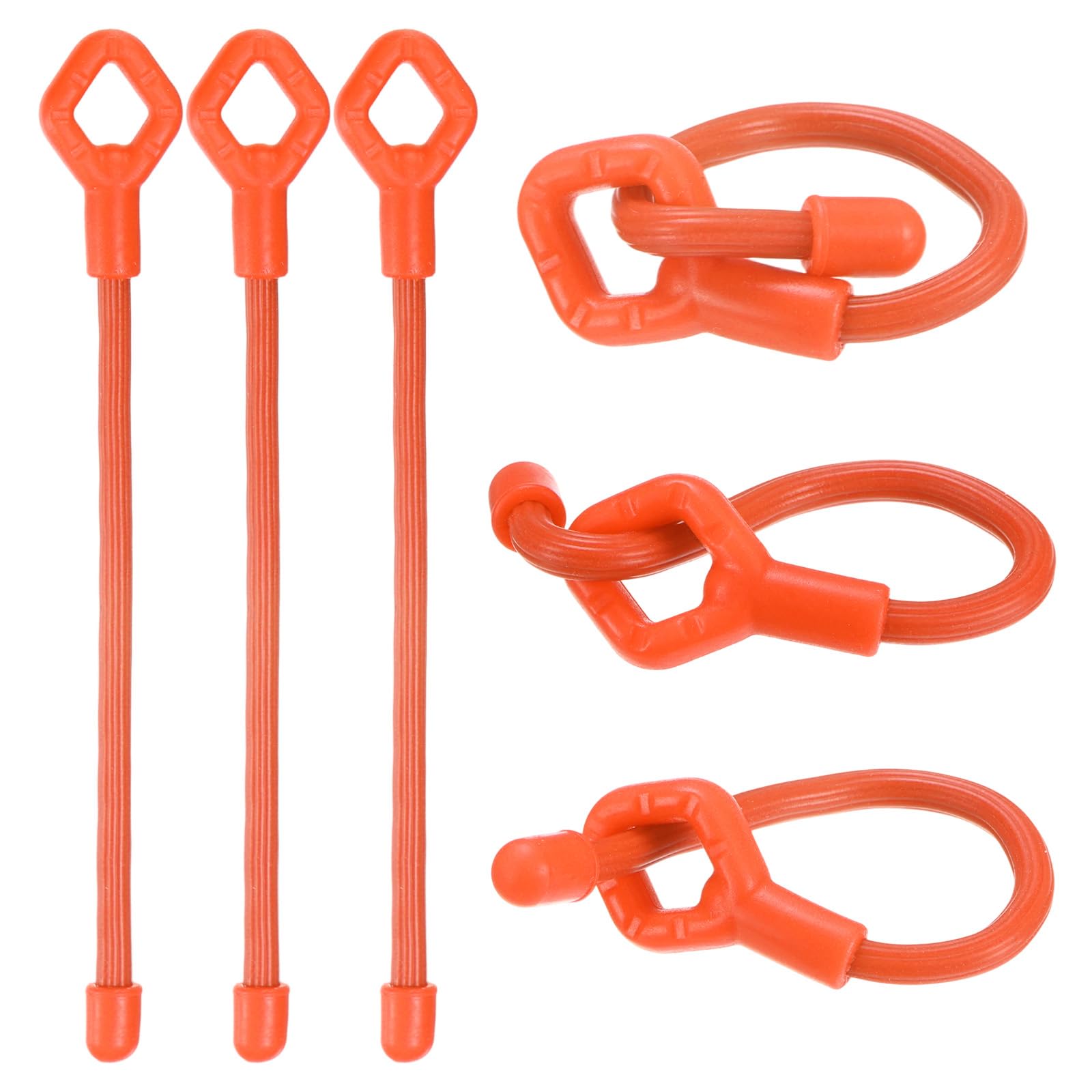 M METERXITY 6-Pack Adjustable Plant Ties, 6inch/15.24cm Silicone Flexible Multi-Function Sturdy Garden Twist Tie for Plant Support/Tree/Shrub/Vine, Reusable Support Twine [Orange]