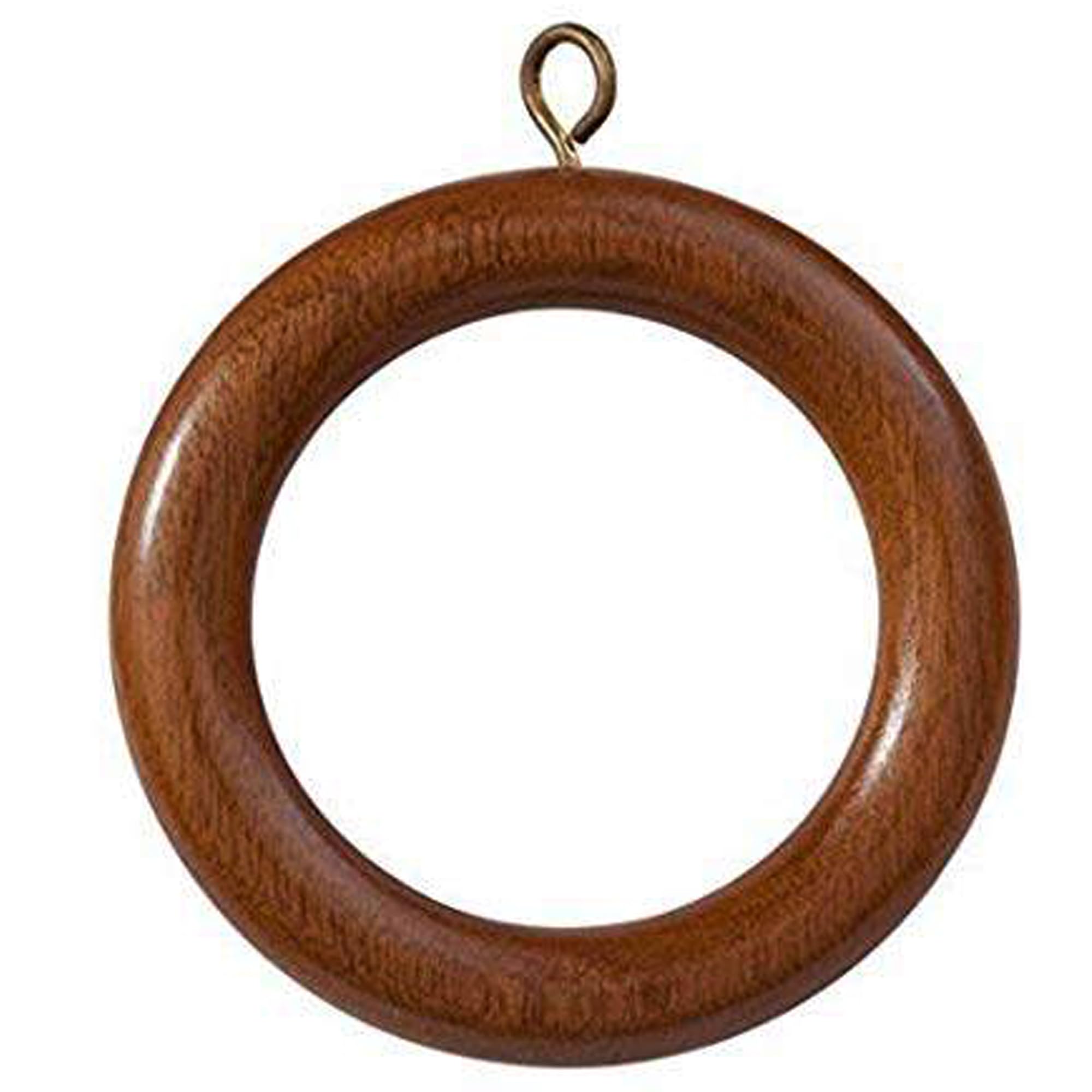 Wooden Curtain Rings for 0.5 to 1 Inch Curtain Rods - Set of 24 Rings with Screw Eye - Natural Wood Drapery Rings for Windows - Inner Diameter 1.75