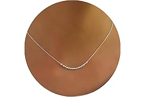 Annika Bella Sterling Silver Necklace for Women, Beaded Handmade, 15-17 Inches