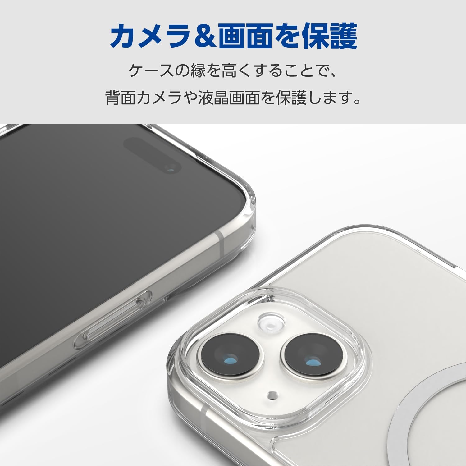 Elecom PM-A23AMAG02WH iPhone 15 Case, Magnet, Built-in Magnet, Strap Hole, Compatible with Wireless Charging (Magnetic Suction Type Only), White