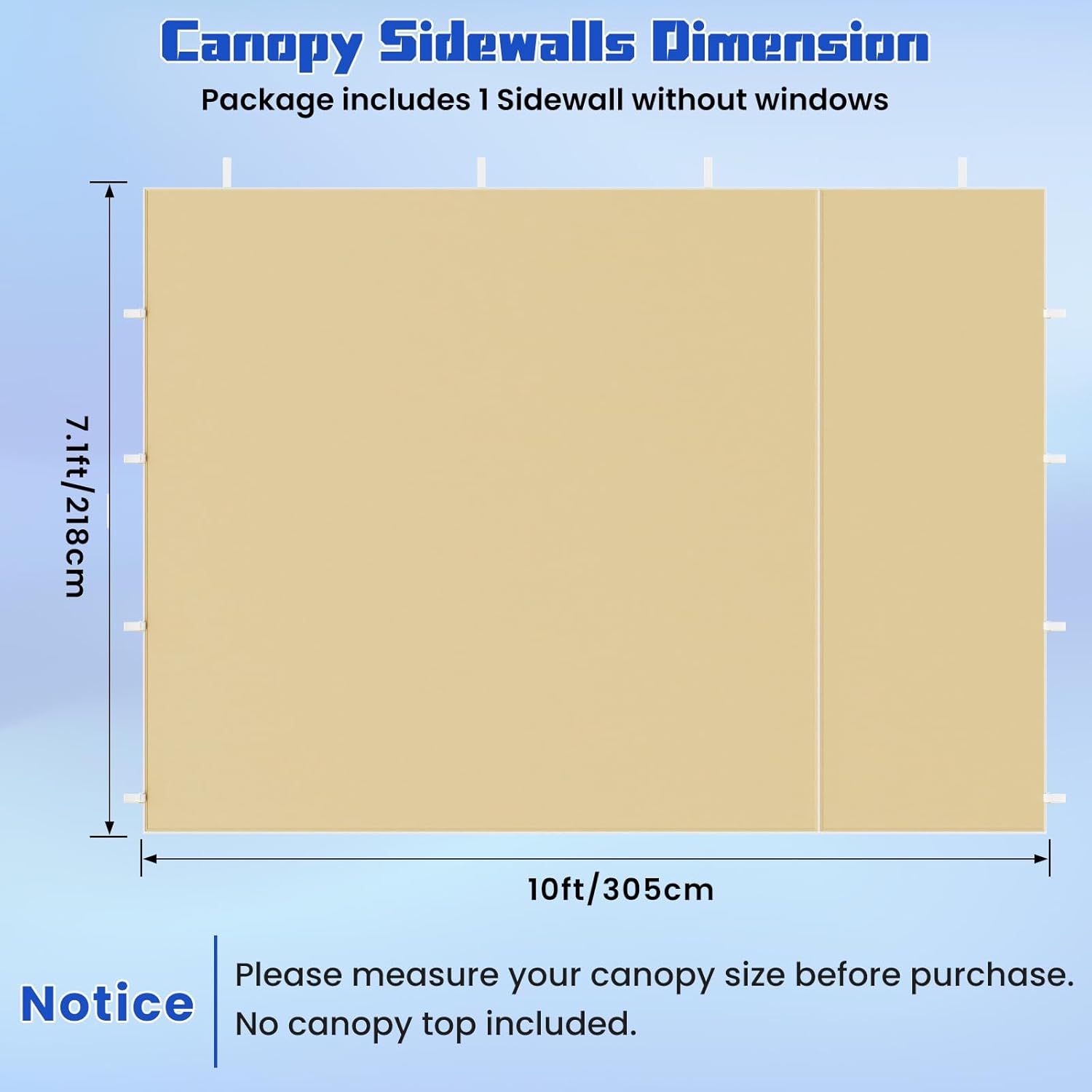 10x10 Canopy Sidewalls, 3Pcs Canopy Sidewalls, UV Protection, Waterproof, Zipper Sidewall for 10x10 Pop Up Canopy Tent, Outdoor Events, Vendor Booths, Canopy Accessories (Khaki, 3 Pcs)