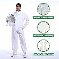 Vista 5 de Traje de abeja para hombres y mujeres, a prueba de picaduras, traje de apicultura de polialgodón, disfraz de apicultor y con guante y capucha
