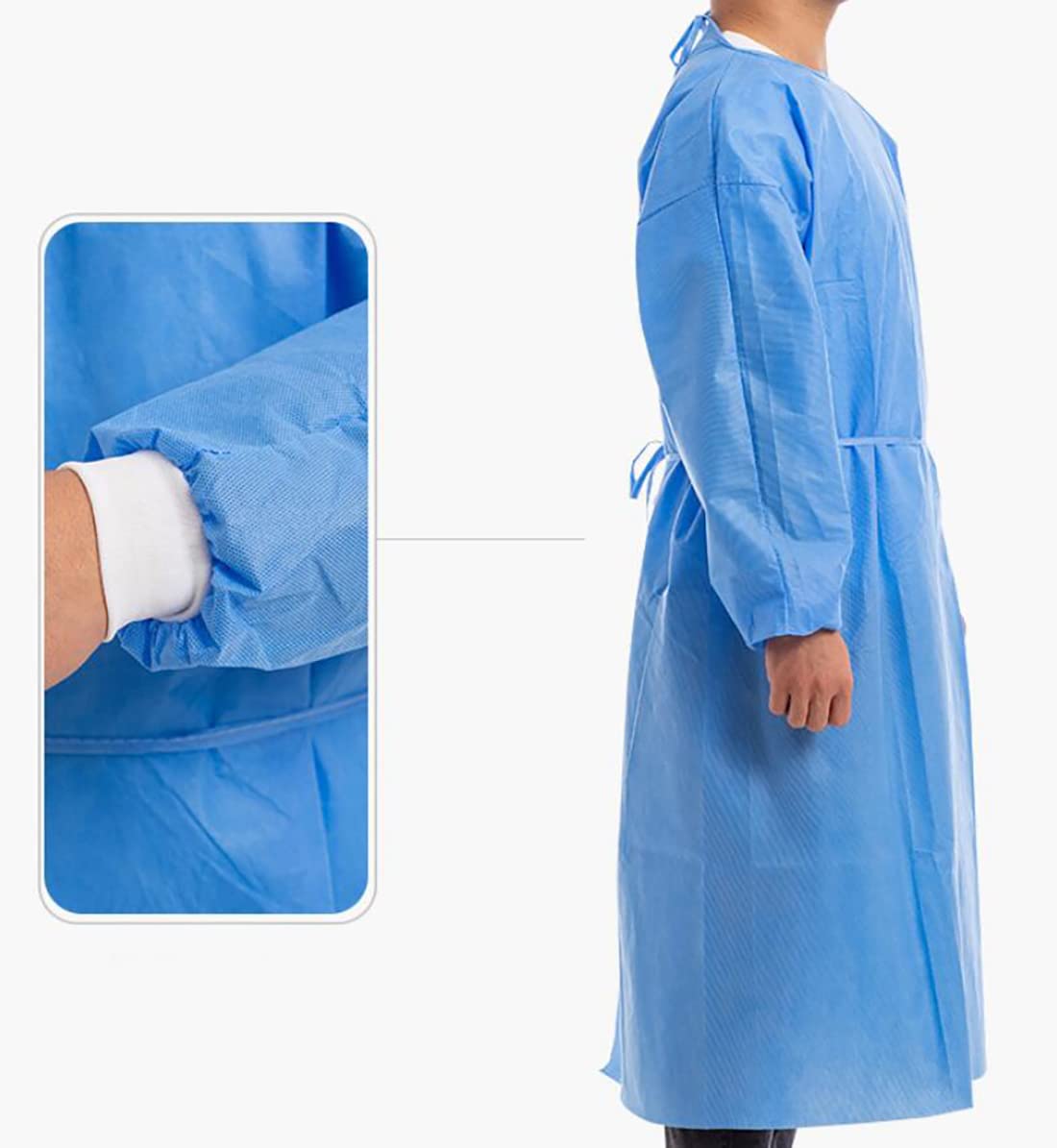 NOVAGO- Lot de 100 Blouses 45 gr/m2surblouses de Protection, blouses de travail, tablier Jetables Non tissé - Taille unique jusqu'au 120 kg