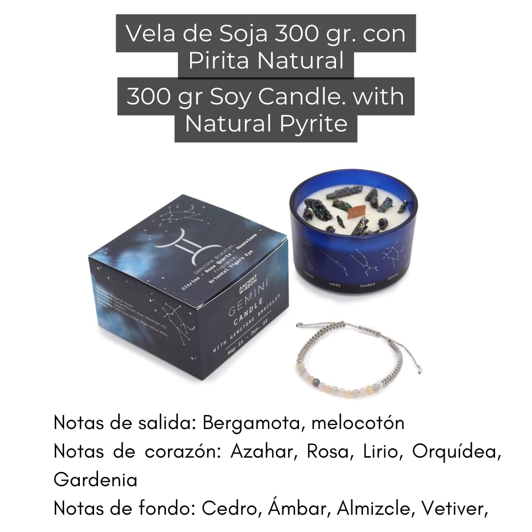 Zodiac Candle with Natural Stones and Semi-Precious Stones Bracelet in Gift Box, Scented Candles Aromatherapy - Image 3