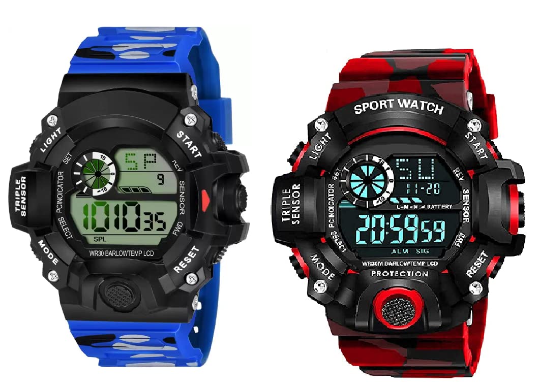 SELLORIA Unisex Digital Watch Shockproof Multi-Functional Automatic Waterproof Digital Sports Watch for Mens Kids Watch for Boys Watch for Men Pack of 2 (Blue) (B0C3XHGQ9T) Amazon Price History, Amazon Price Tracker