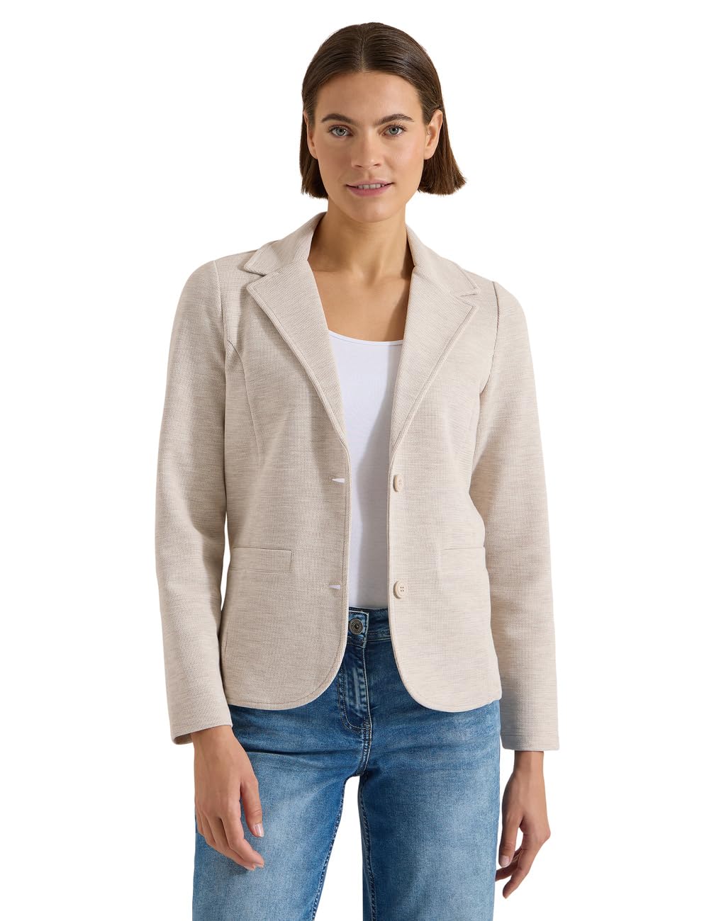 Cecil Blazer with Structure in Plain Colour Cashmere Beige Melange XS