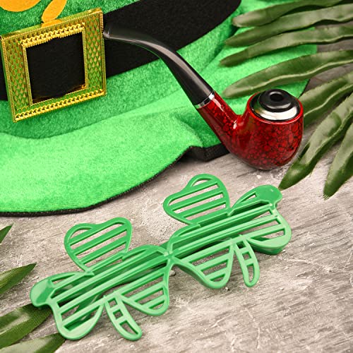 MFUOE St. Patricks Day Leprechaun Green Hat Eyeglasses and Pipe with Shamrock Leprechaun Ireland Cap for St. Patricks Day,Carnival Fancy,Irish PubDress Costume Accessory - Image 2