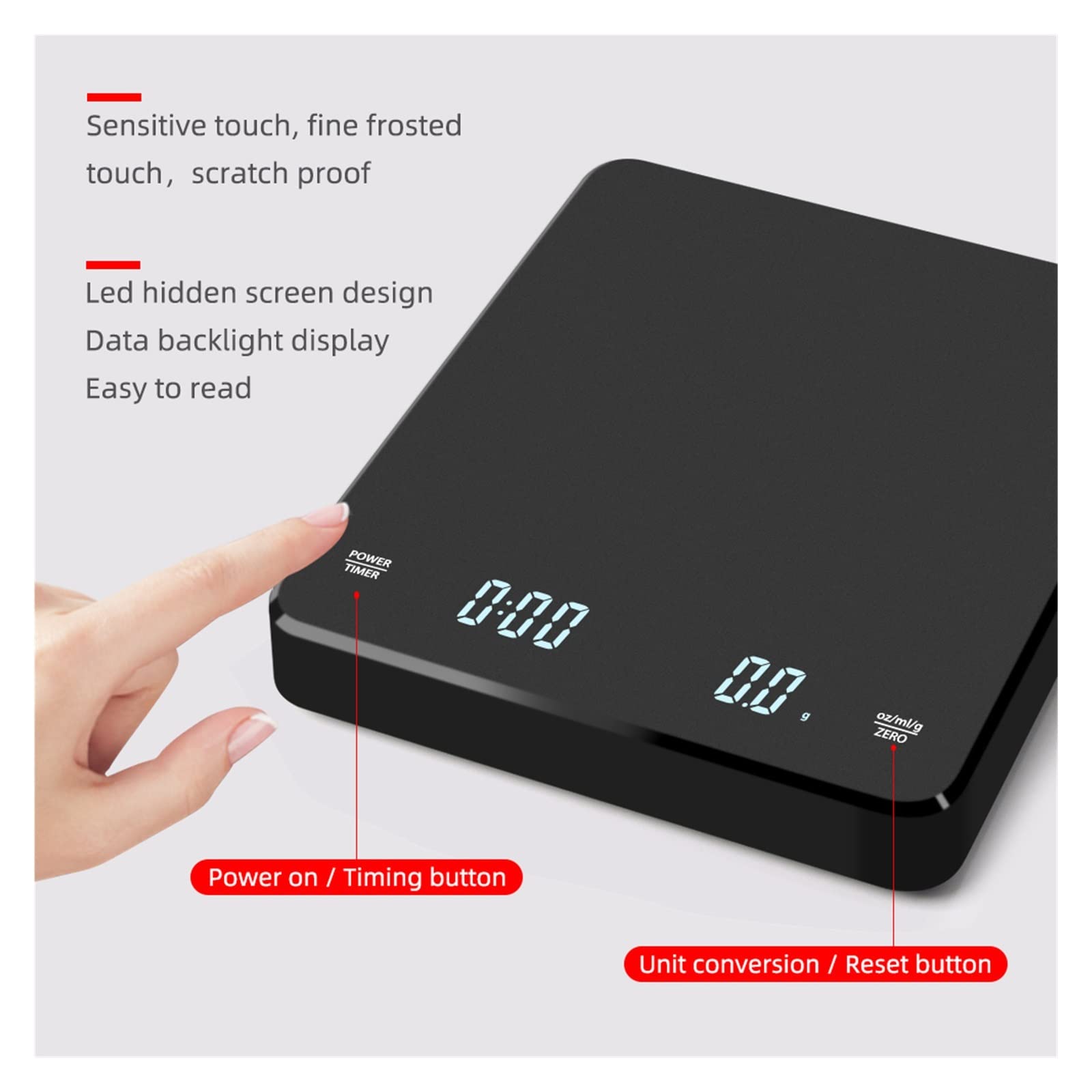 3 Kg/0.1g LED Écran Caché Minuterie Numérique Goutte À Balance Café Électronique De Haute Précision Cuisine Domestique Charge USB Mesure Précise Effort