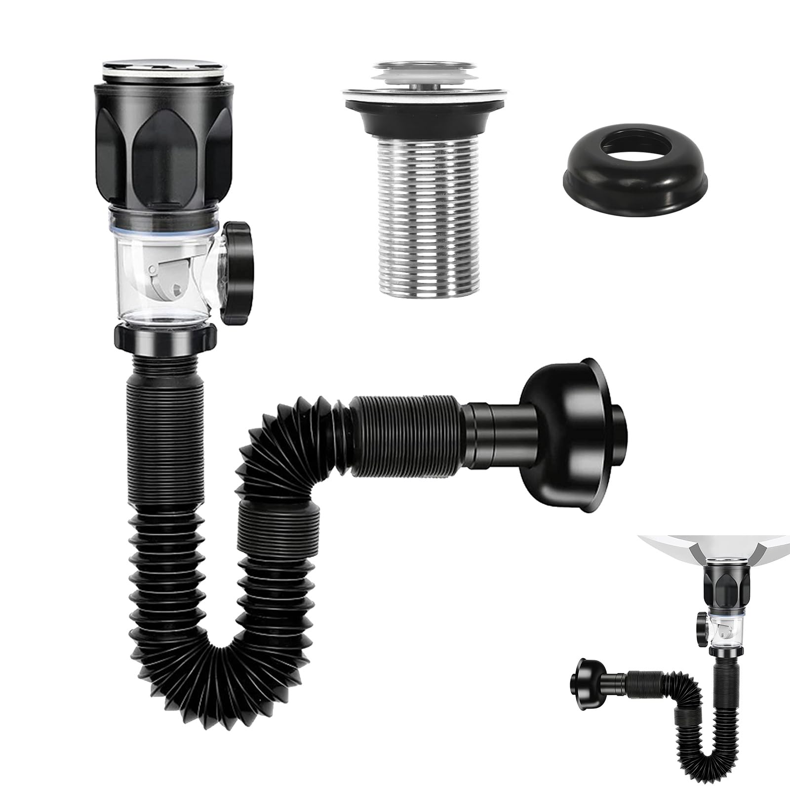 Sifone Scarico Lavello Allungabile 30-32 Mm - Kit Antiodore Per Bagno E Cucina - Foto 11