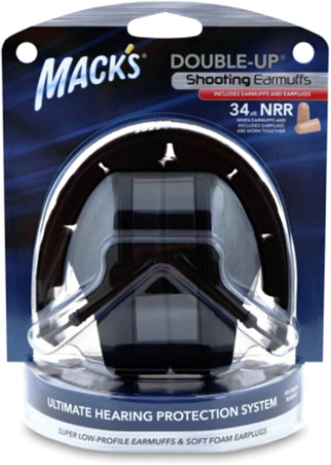 Mack's DoubleUp Shooting Earmuffs Black Shooters Ear