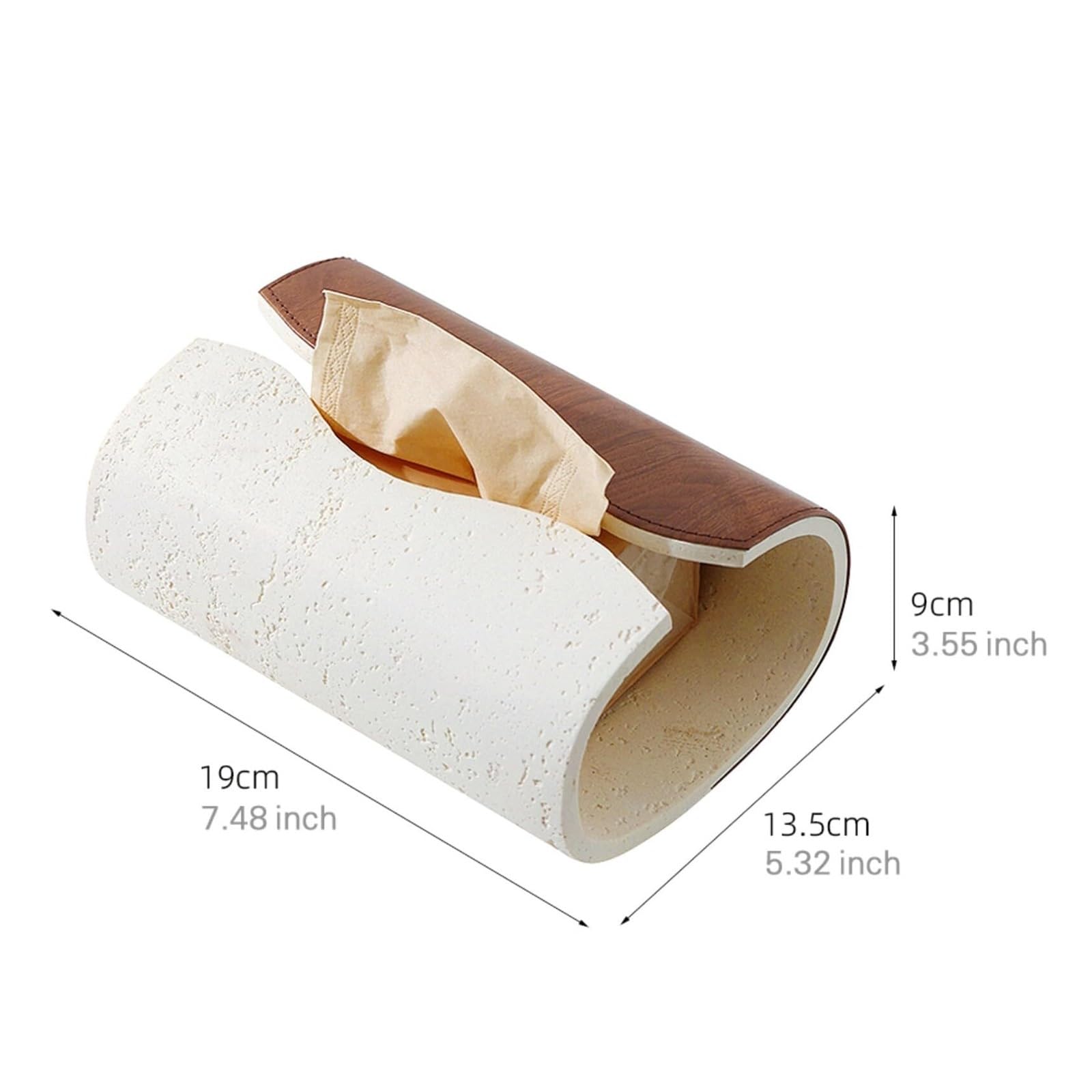 Kosmetiktuch-Spenderbox Natürliche Travertin-Texturen, Taschentuchbox-Abdeckung, rechteckige Körnung, Schwerer Sandstein-Halter Must-Haves für die Wohnung(White)