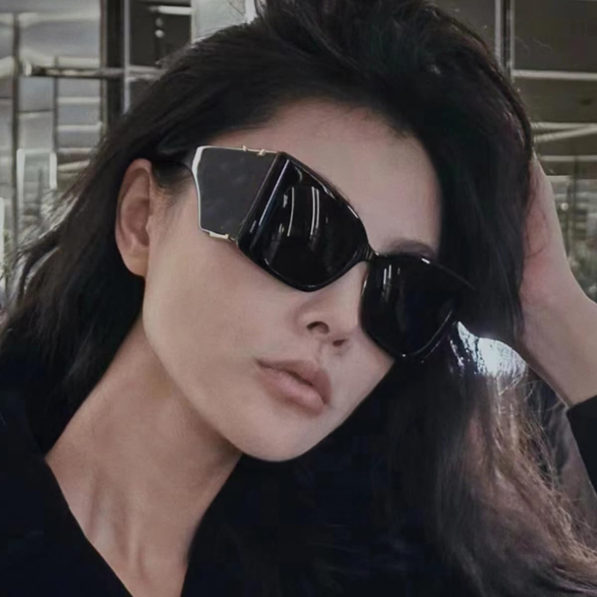 Women's Personality Oversized Cat Eye Sunglasses, Suitable for Photo, Driving, Fishing, UV Protection and Anti-Glare. - Image 2