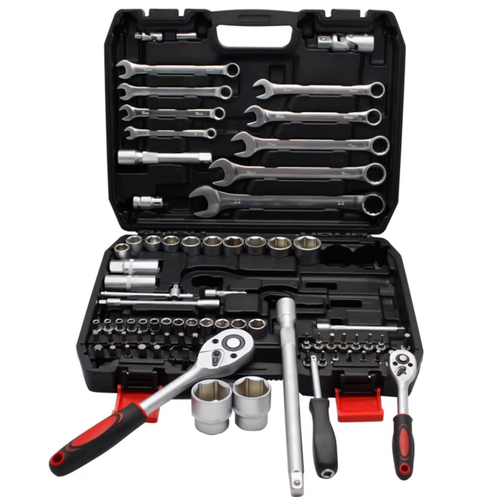 Maletín herramientas multiusos Juego Herramientas 82 Uds Caja 8-22 Mm Extensión Llave Combinada Juegos Herramientas Reparación Kit Herramientas Trinquete Y Estuche Herramientas De Mano