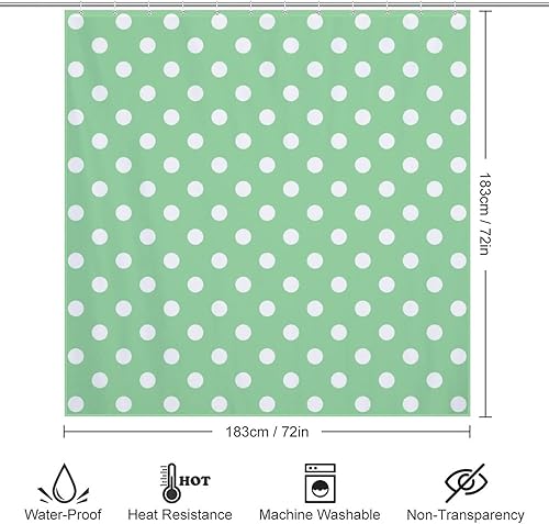 Miniatura 10 de Juego de cortinas de ducha de tela impermeable con lunares, gris y blanco, con ganchos, 60 x 72 pulgadas