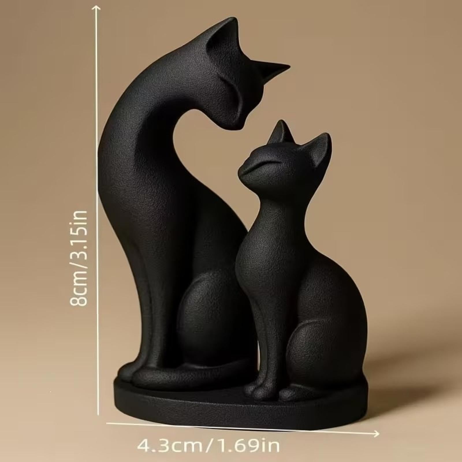 Amazon.co.jp: Leefasy 2 個 猫の置物セット 猫のカップル像 本棚の