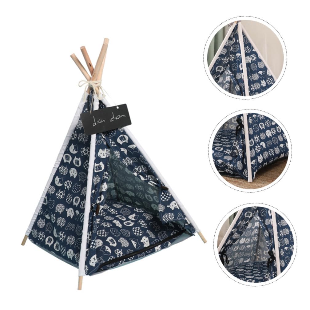 Gatuida Tente pour Chien en Lin et Bois, Intérieur et Extérieur, Lit pour Animaux de Compagnie, Obscurcit la Lumière, Sécurité