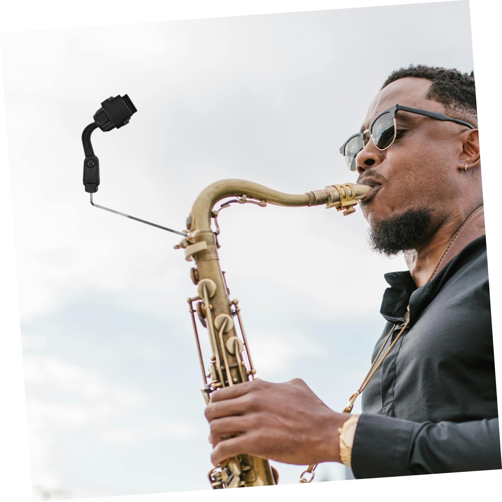 Toyvian Support Téléphone Saxophone Instruments, Clip Smartphone Réglable pour Pupitre et Pied de Micro Support Universel en Acier Inoxydable pour Musiciens Partitions Vlog Enregistrement, Noir