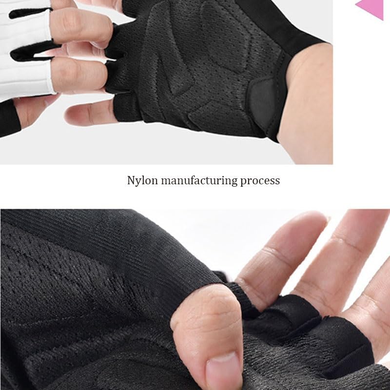 Cycling Outdoor Fitness Shock Absorption Anti-Slip Breathable Half Finger Sports Nylon Gloves