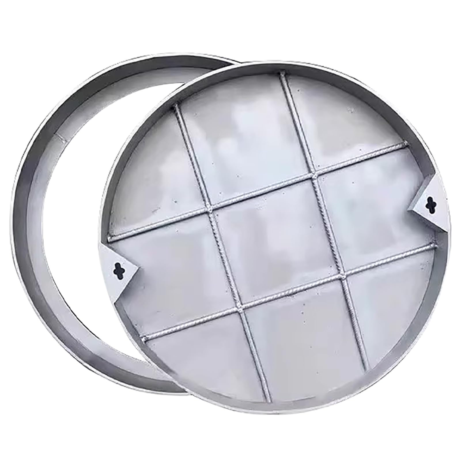 Inless - Cubierta redonda de acero para boca de 38 a 99 cm, cubierta en D extraíble para pavimento, ideal para calzadas, aceras de gas y resistencia a la intemperie