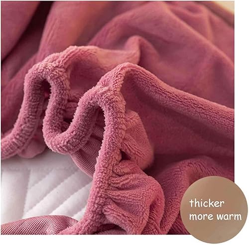 Miniatura 4 de LOriax Juego de sábanas bajeras de terciopelo lechero de invierno coral de forro polar grueso, juego de tres piezas, rosa A-70.8 x 78.7 pulgadas
