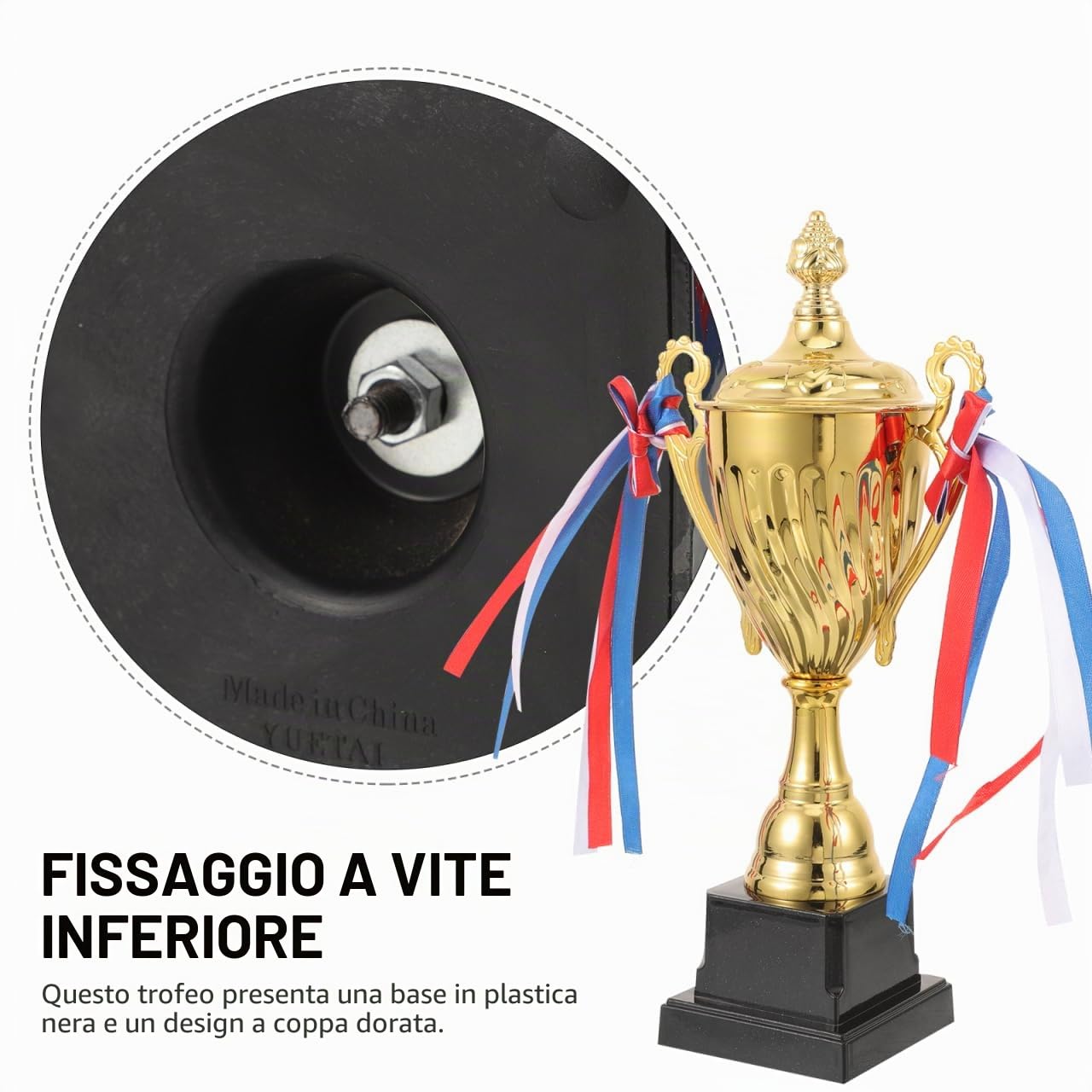 Operitacx Gold Trophy Rewards Cup Metal Trophies Prize Winner Awards 29cm per Le competizioni Sportive Match Competitive Christmas Birthday Party Bomboniere 13x8x29 cm