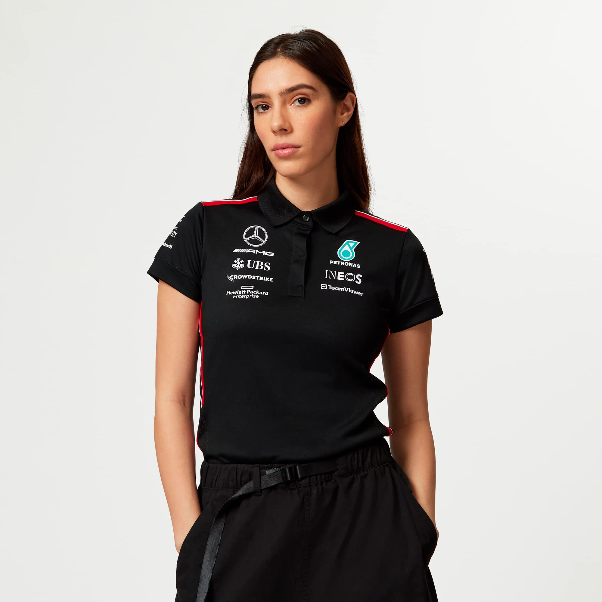 Mercedes AMG Petronas Formula One Team - Polo del Equipo para Mujer 2023 - Negro - Talla: M