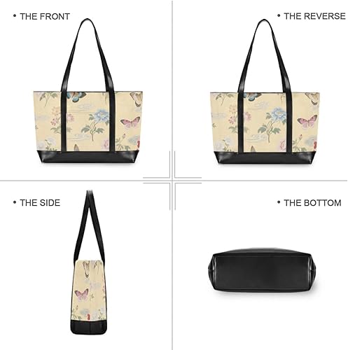 Miniatura 3 de Bolso de mano para laptop con cremallera y mariposas de flores coloridas japonesas para mujer con bolsa de almuerzo ejecutivo para mujer