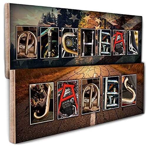 Personalized Motorcycle Wood Sign w/Name Art 7