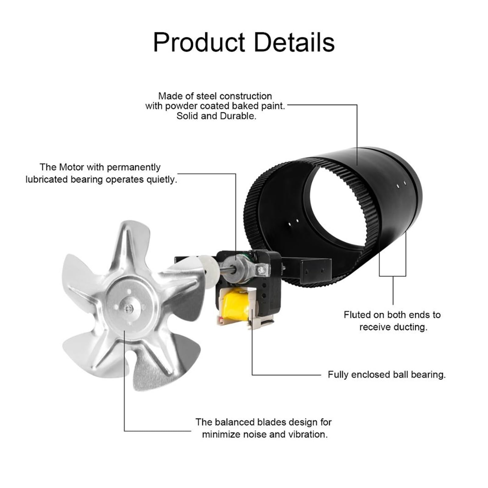 Leitungsrohrventilator, 4'' 6'' 8" Geräuscharmer Inline-Rohrventilator, Küchenbelüftung, Badezimmer-Abluftverstärker For Grow-Zeltventilator, Entlüftungsöffnung Leiser Betrieb(6 Inch)
