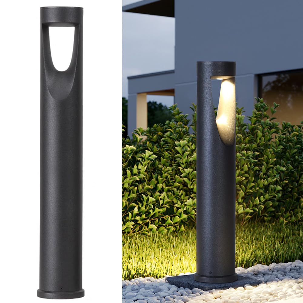 HELCEKOU Modern Landscape Path Light Outdoor Pathway 3000K Luxury Aluminum Bollard Lighting IP54 Waterproof for Garden Driveway Courtyard Porch Balcony