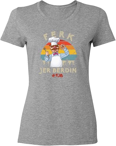 Ferk Jer Berdin Retro Chef FJB Anti Biden - Camiseta de cuello redondo para mujer