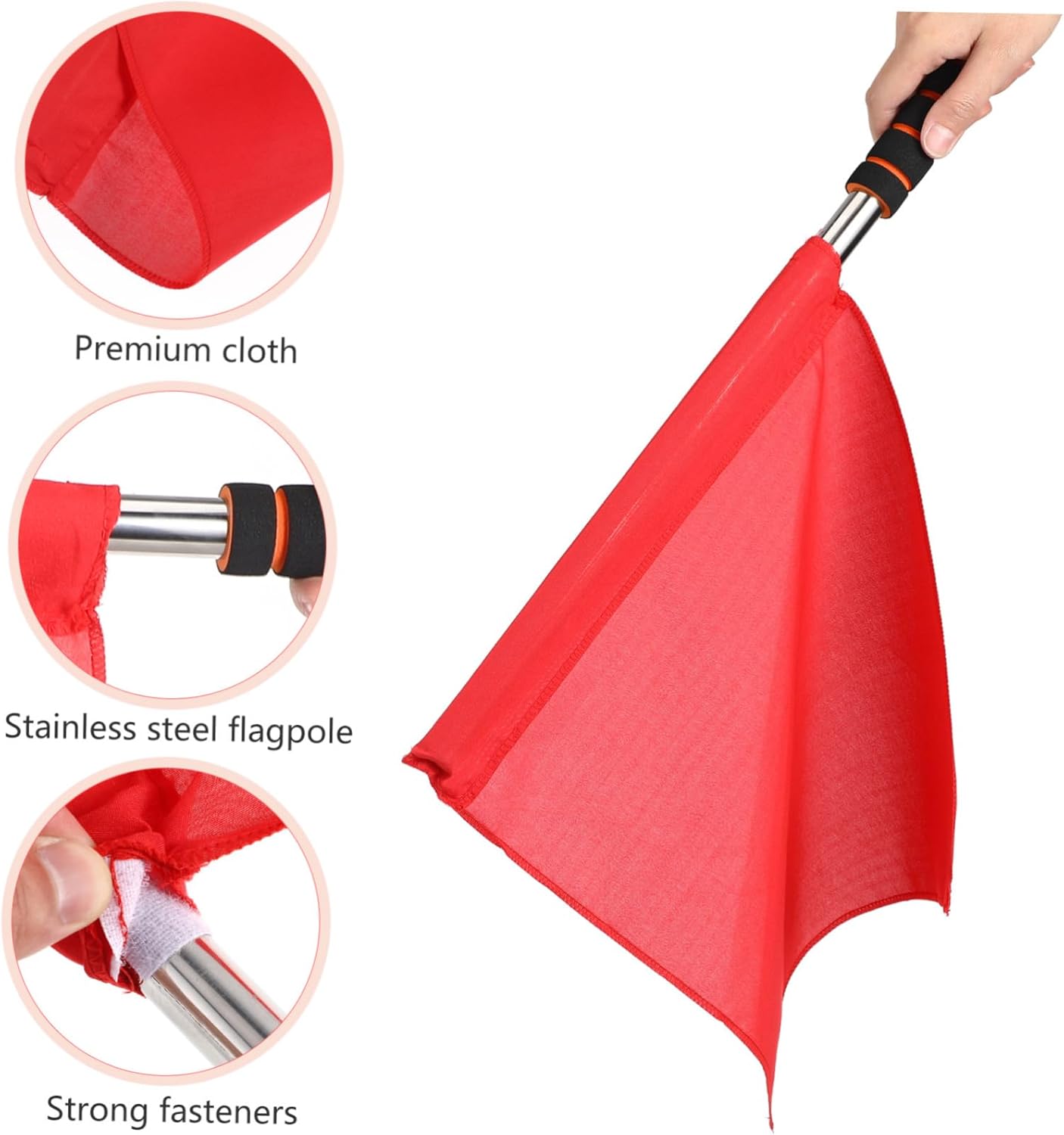 YARNOW 4Pcs Referee Flags with Sponge Handle - Track and Field Flags for Soccer Volleyball Basketball Football Competition, Yellow, Red, Green, White