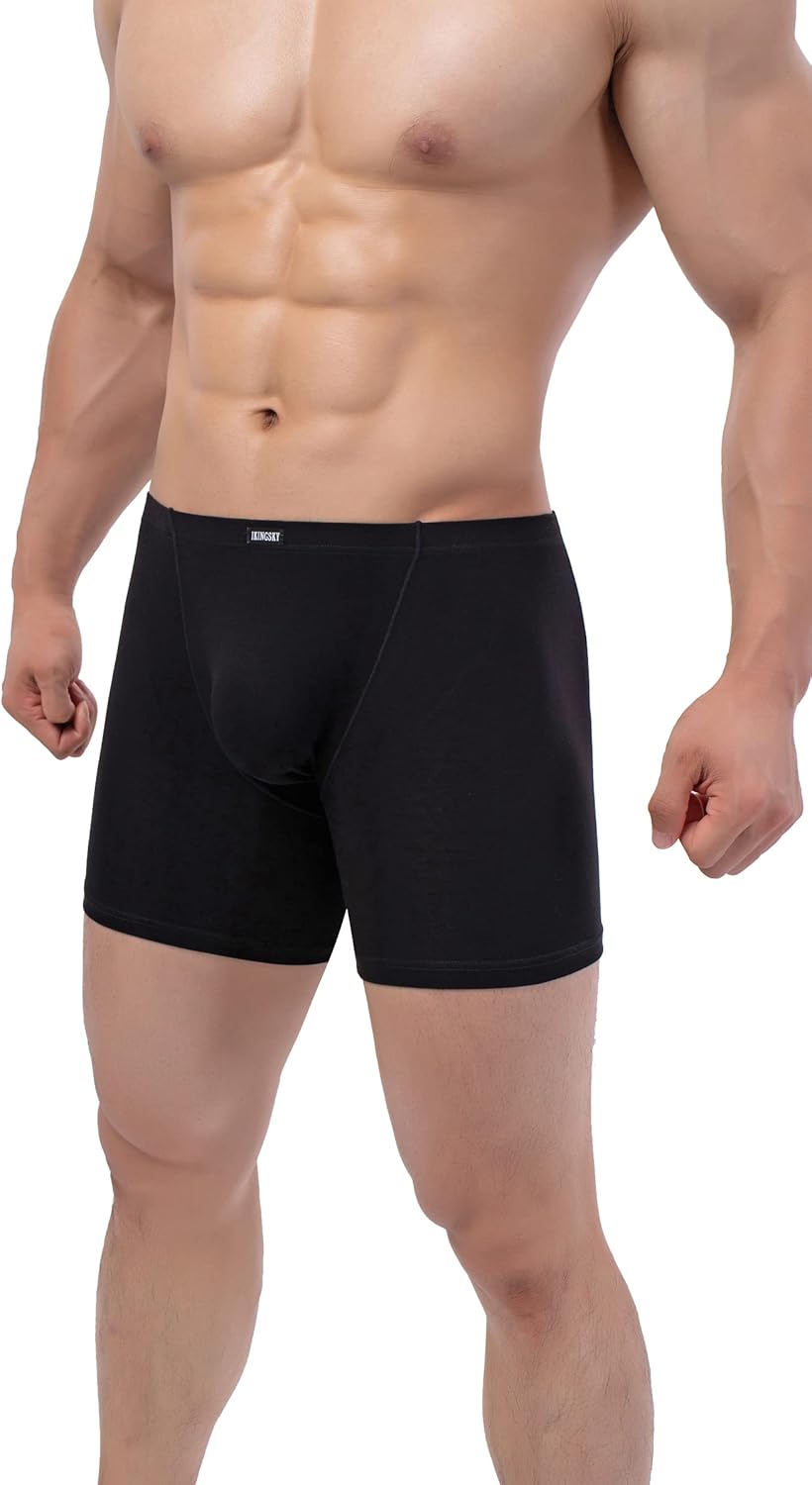 iKingsky Men's Modal Long Leg Boxer Briefs Soft Bulge Trunks No Ride Up Shorts Underwear Seamless Front Under Panties - Image 3