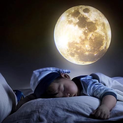 Miniatura 7 de BODLYL Lámpara de luna proyector de luz nocturna, luz de proyección de luna de 360 grados, iluminación alimentada por USB, proyector romántico de