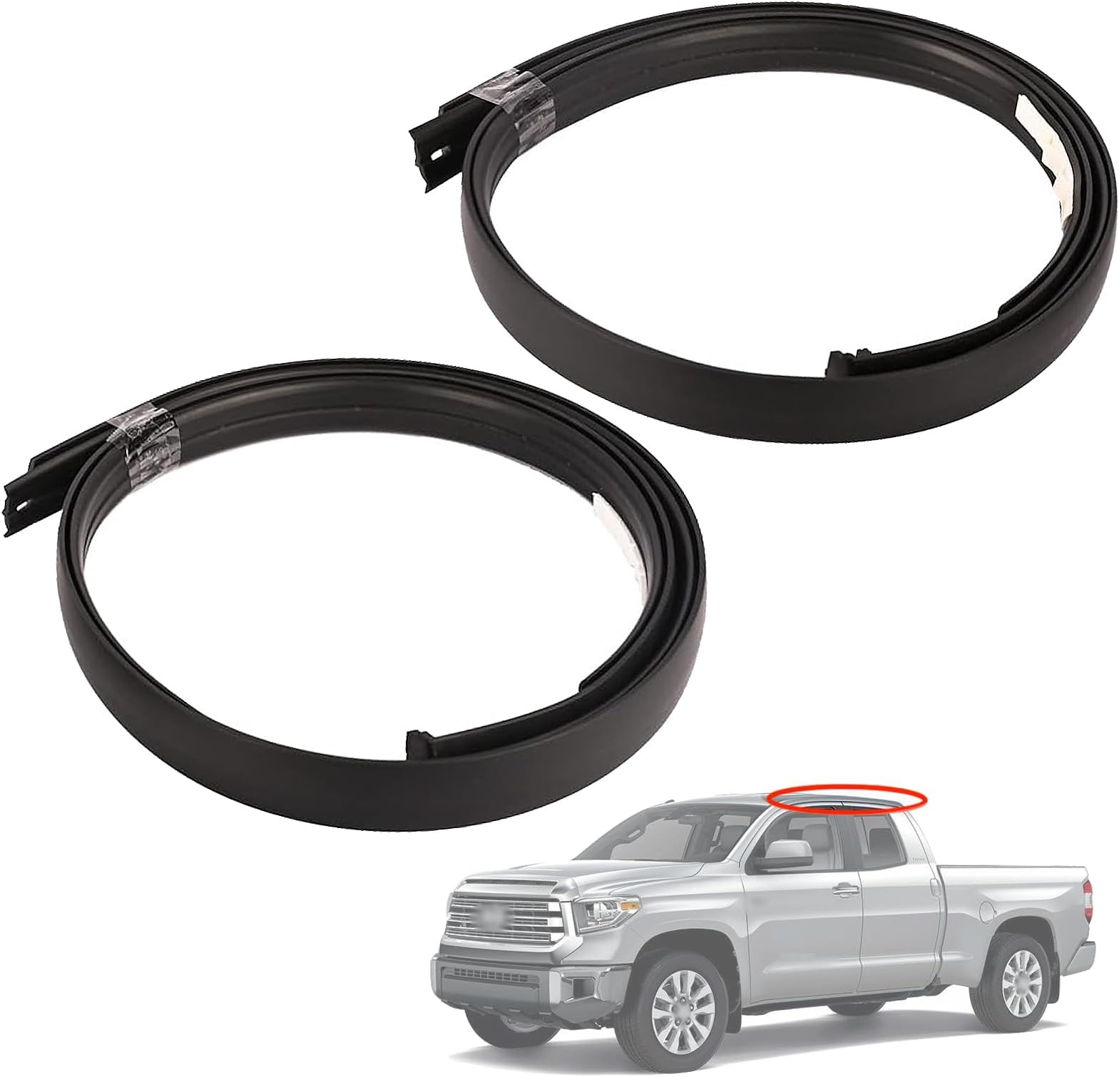 Pair Roof Drip Molding Weatherstrip Compatible with Toyota Tundra Double Cab 2007-2020,Left ‎755520C050 / Right ‎755510C050 （NOT FIT FOR CREWMAX)