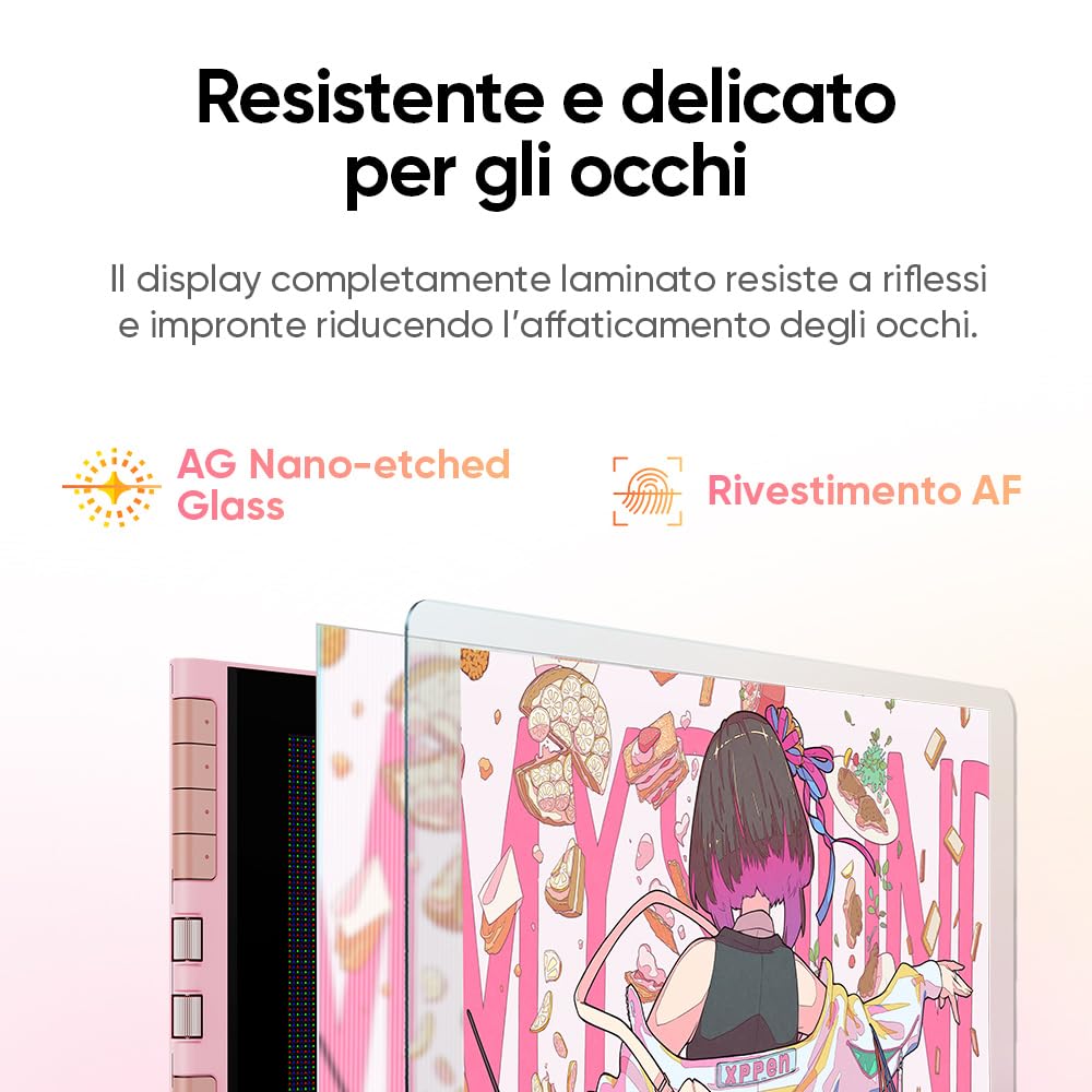 XPPen Artist 12 3rd tavoletta grafica con schermo, 8 tasti rapidi, 99% sRGB, colore a 8 bit, penna X4 con 16.384 livelli di pressione, compatibile con Windows, Mac, Linux e Android, Rosa