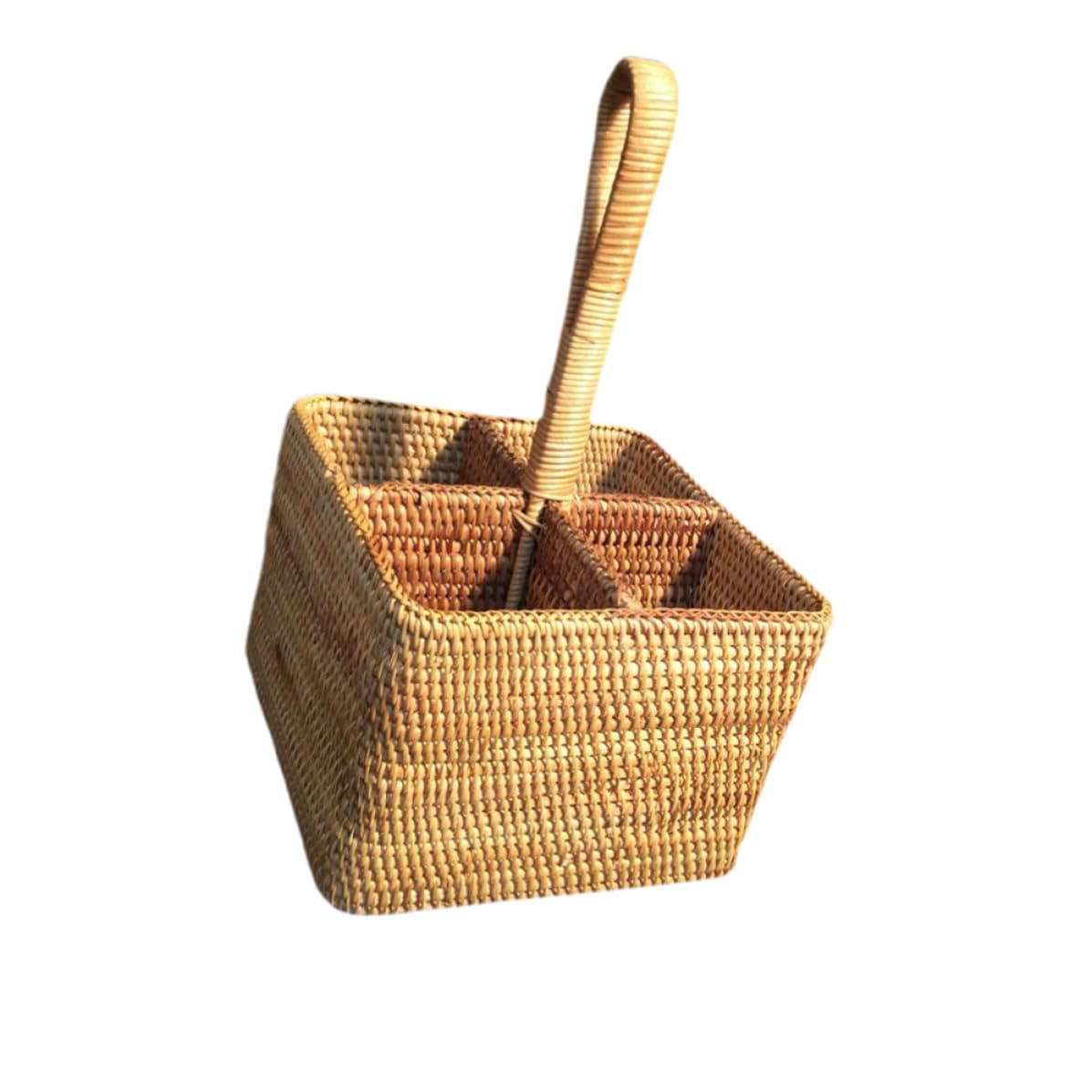 Panier en rotin tressé haut de gamme à couvercle, l'excellence du rangement salon