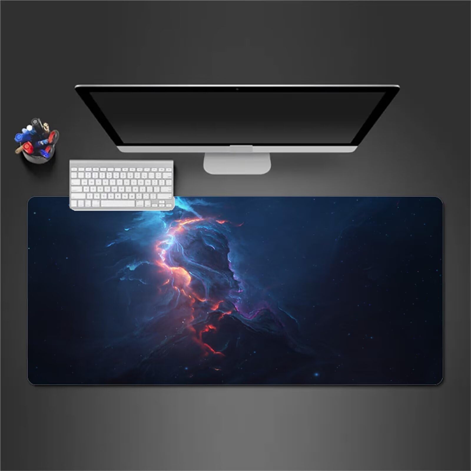 Alfombrilla Raton Gaming XXL 1200x600x2cm Alfombrilla de Ratón Grande Alfombrilla Gaming de Escritorio con Base Antideslizante para Gamers PC y Portátil (Azul Abstracto)