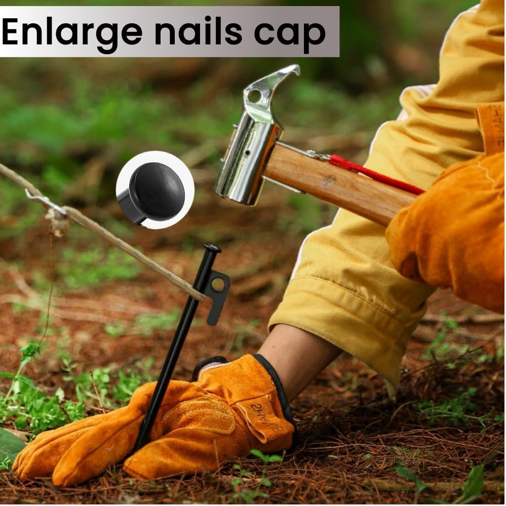 8 Pack Tent Stakes Heavy Duty Steel Tent Pegs for Camping Ground Anchors Non-Rust Metal Stakes for Camping, Hiking, Beach Windy Weather