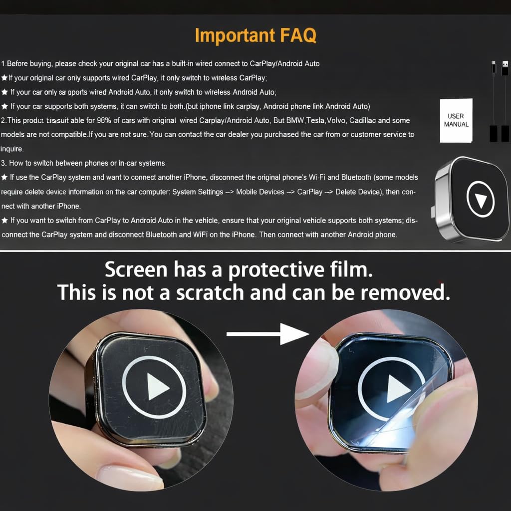 Wireless CarPlay/Android Auto Converter – 2026 Plug-and-Play Adapter for Turning Wired CarPlay & Android Auto into Wireless, UK Version (SBR01) — view 11