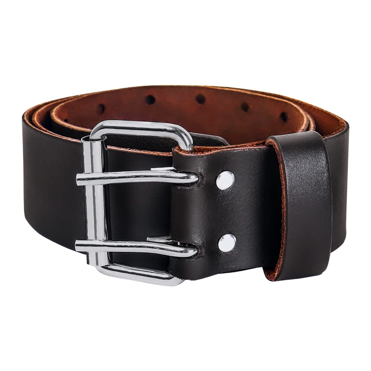 Genuine Leather Tool Pouch Bag with 2'' Work Belt Included for Handyman, Construction, Carpenter, Farmers with 10 Pockets 2 Hammer Holders