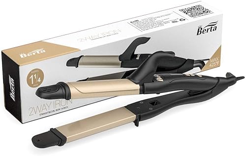 Miniatura 7 de BERTA Alisador y rizador de pelo 2 en 1, plancha plana profesional de cerámica, varita iónica rizadora iónica de 1.25 pulgadas, ajuste de