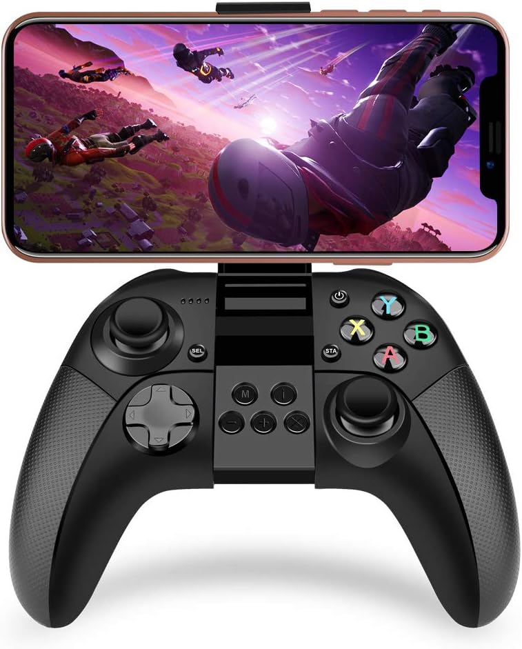 CooCeer Game Controller Gamepad Wireless Bluetooth Gaming Joystick Joypad with Clamp Holder Compatible with iOS iPhone/iPad/iPod (Black)