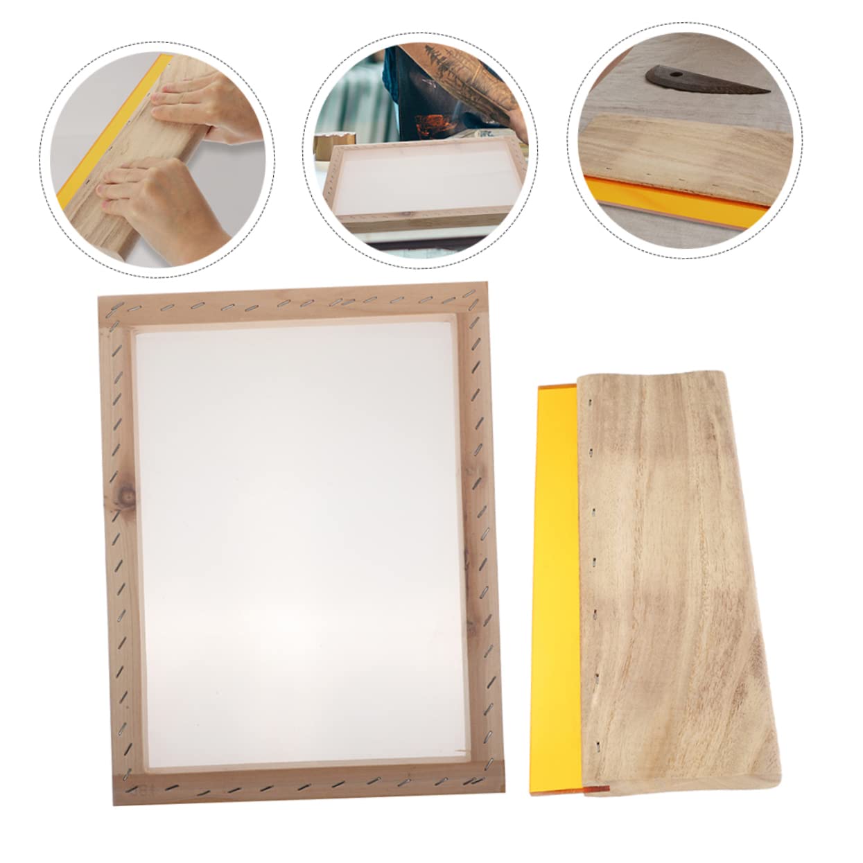 Operitacx Set 1 Accessori Stampa Serigrafica Spatola in Legno e Gomma, Resistente a Graffi, Angoli Arrotondati, per Stampa Manuale e Grafica di Qualità