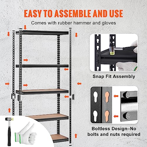 Image of VEVOR Storage Shelves 5-Tier Adjustable 2000 lbs 36 inchx18 inchx72 inch Shelving Unit | Heavy Duty Garage Storage Metal Utility Rack Shelf for Kitchen, Pantry, Basement, Bathroom, Laundry, Living Room, Warehouse