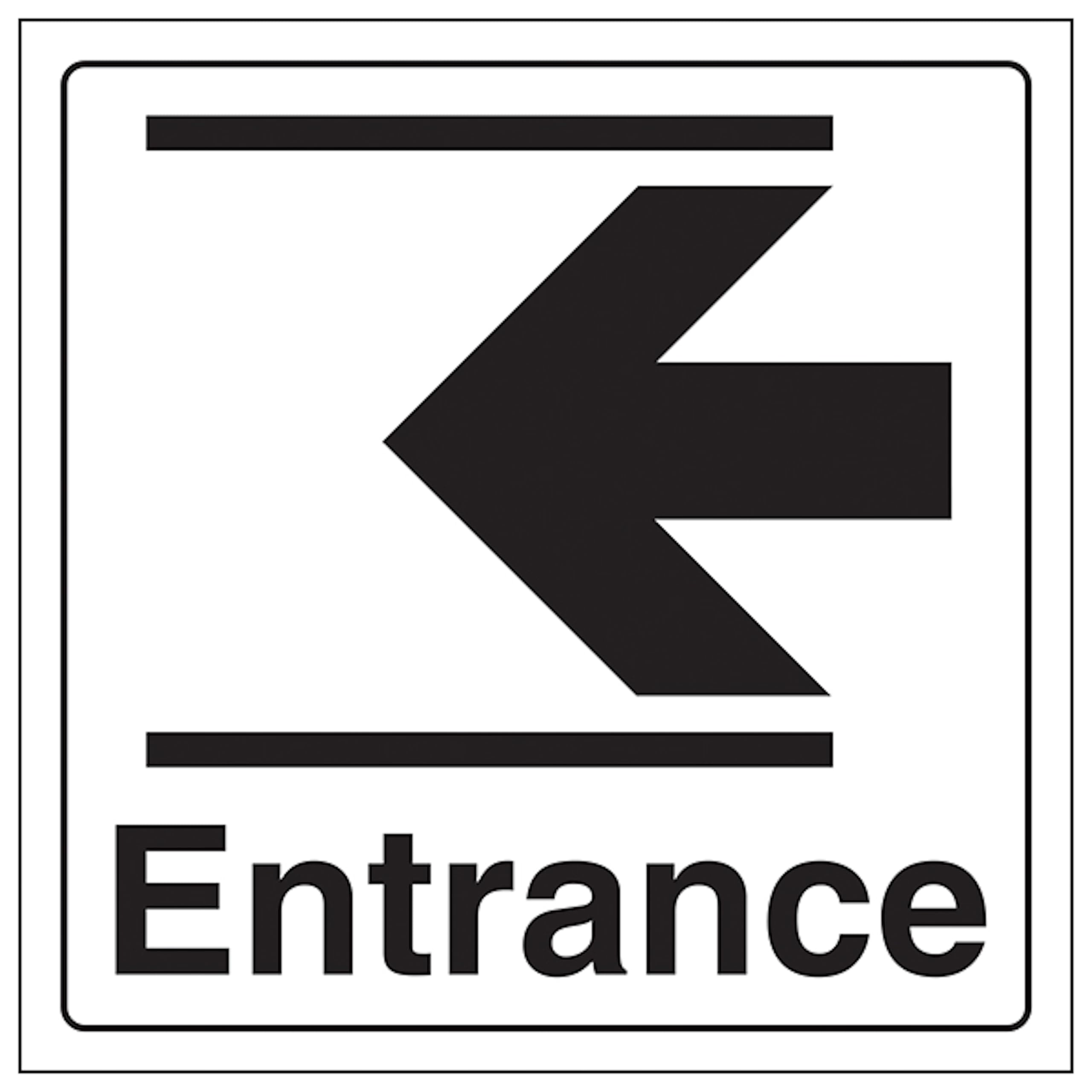 V Safety Entrance Arrow Left 200 x 200 mm - 2mm Super-Tough Rigid Plastic Safety Sign