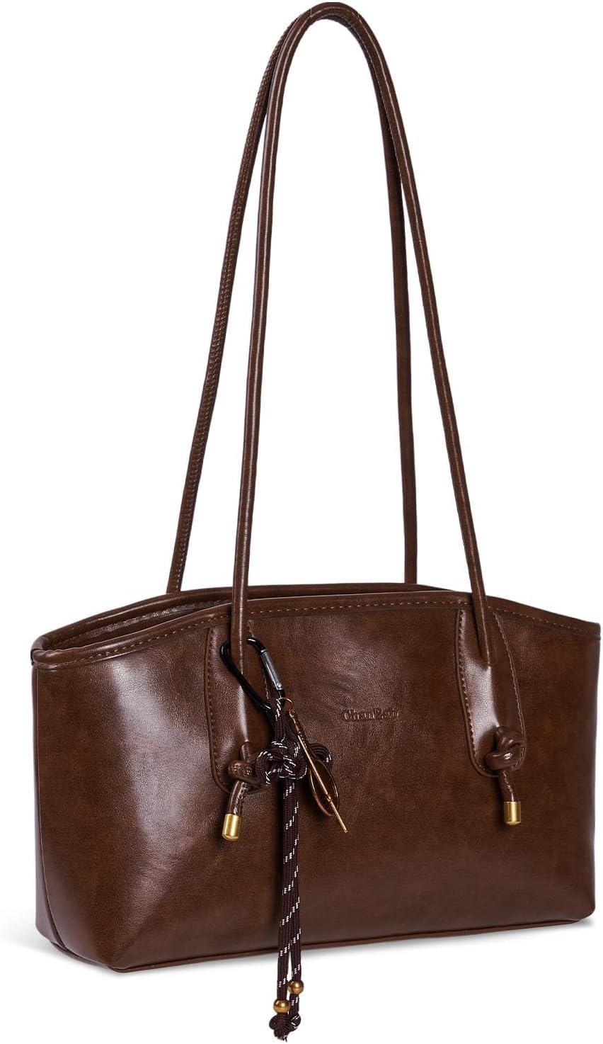 Vintage Shoulder Bag for Women,Trendy Y2K Slouchy Tote Bags Hobo Purse Bowler Bag Small Brown Fall Purse for 2025