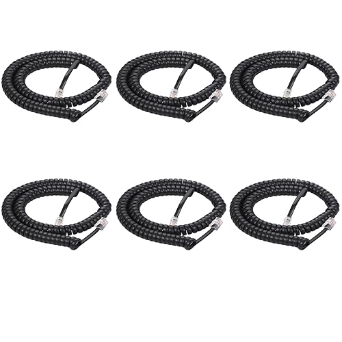 Miniatura 9 de Vthahaby Cable en espiral de 8 pies sin enrollar1.4 pies en espiral para teléfono fijo cable 4P4C, accesorio de teléfono, negro (6)