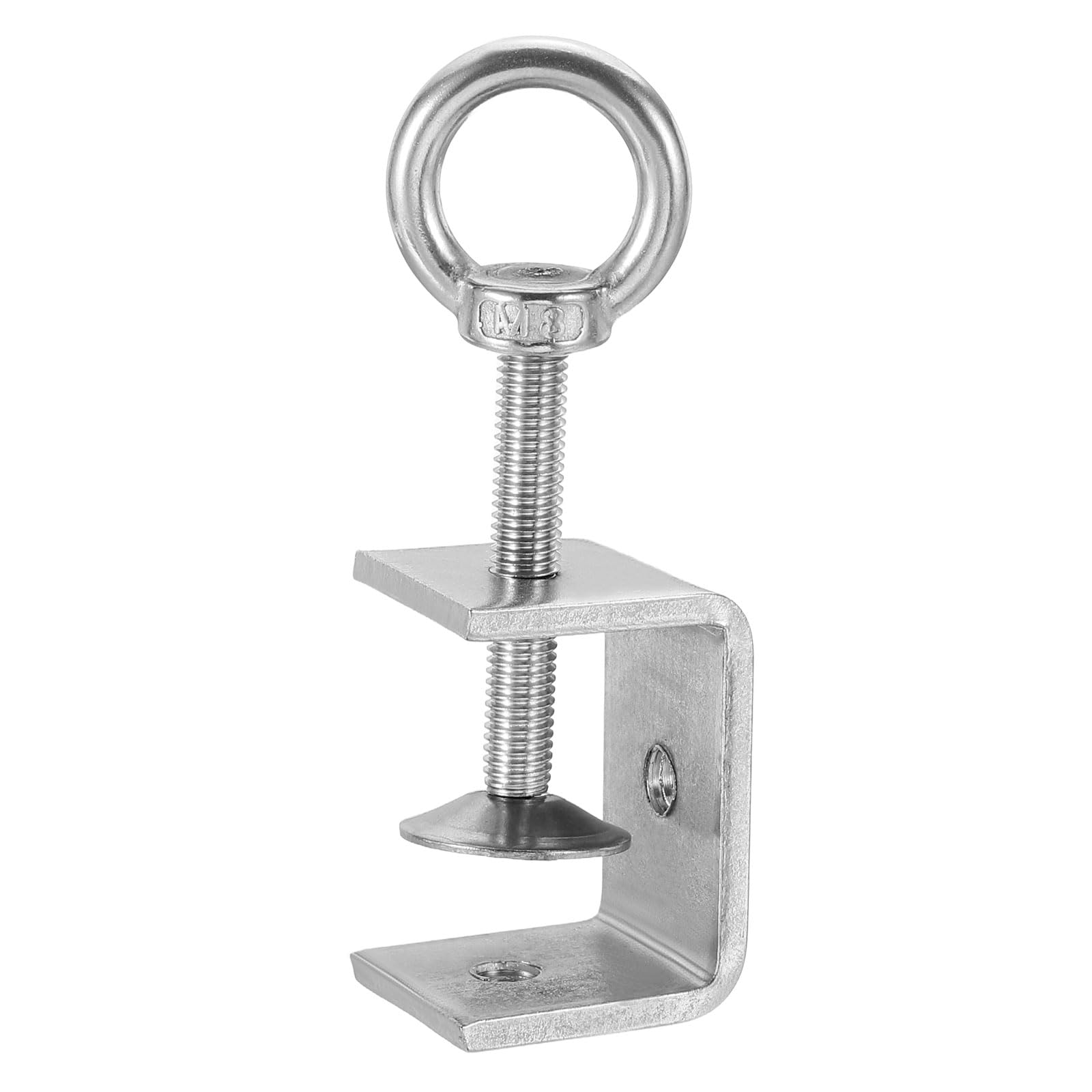 sourcing map 304 Stainless Steel C Clamps 40mm Square Mini Tiger Clamp Adjustable Heavy Duty Metal U Clip with Eye Hook Screw for Woodworking Welding Mounting, Silver