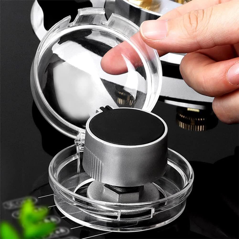 Tidevib Child Safety Stove Knob Covers Clear Plastic Guards for Oven Buttons - Heat for Proof Baby Proofing Locks Anti-Touch Protection for Gas Electric Hobs Kitchen 6cm(Black)